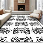 Black White Symmetrical Intricate Abstract Rug
