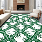 Emerald Green Lattice Butterfly Botanical Rug