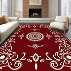 Maroon Floral Medallion Sunburst Center Rug