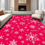 Red Snowflake Snowfall Winter Wonder Rug