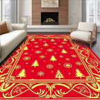 Festive Scarlet Yellow Christmas Trees Rug