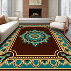 Deep Teal Medallion Bordered Rug