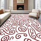 Crimson Swirl Abstract Organic Lines Rug