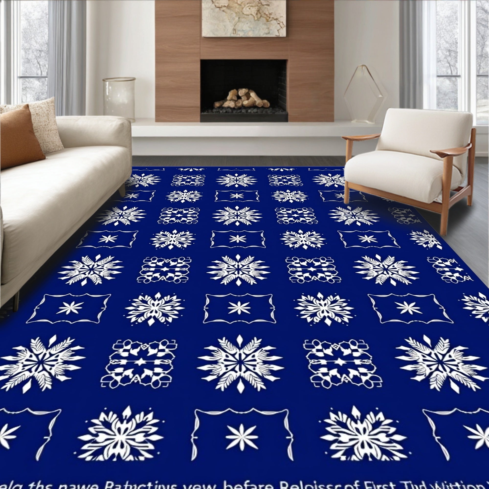 Royal Blue Starburst Medallion Rug