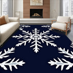 Winter White Snowflake Navy Background Rug