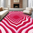 Retro Pink and Red Wavy Stripes Rug