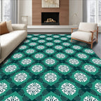 Emerald White Floral Diamond Geometric Rug