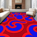 Crimson Cobalt Swirls and Swashes Rug