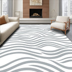 Cool Gray Wavy Stripe Rug
