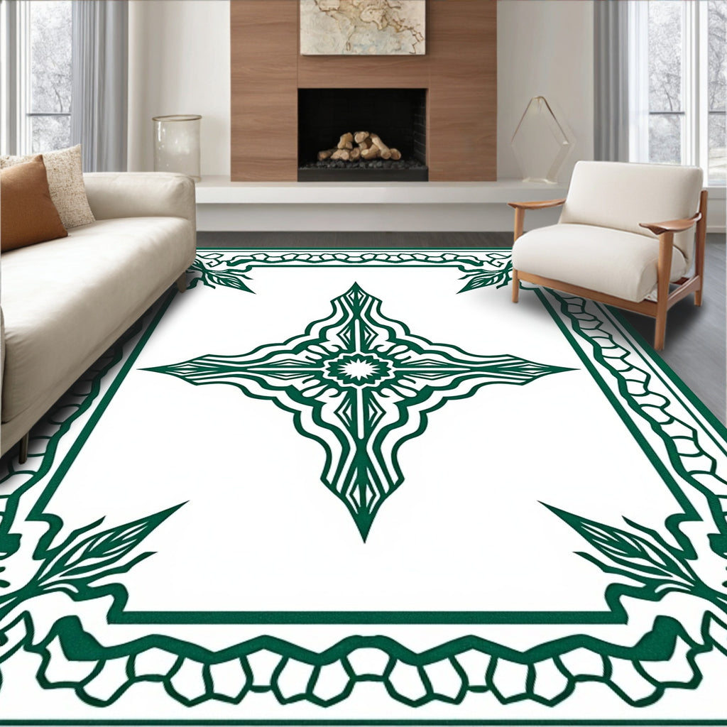 Emerald Green Abstract Starburst Rug