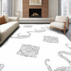 Monochromatic Abstract Flamingo Feather Rug
