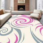 Pink Swirl Gray Flowing Curves Rug
