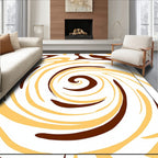 Brown Yellow Swirl Abstract Rug