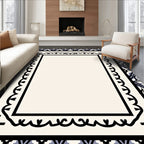 Black Ivory Geometric Scrolled Frame Rug