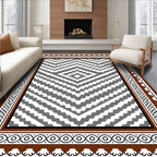 Brown Terra Cotta Chevron Diamond Border Rug