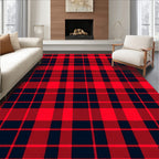 Rustic Red and Blue Plaid Squares Rug
