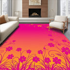 Fuchsia Gold Floral Garden Gradient Rug