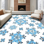 Cool Blue Snowflake Collage Rug