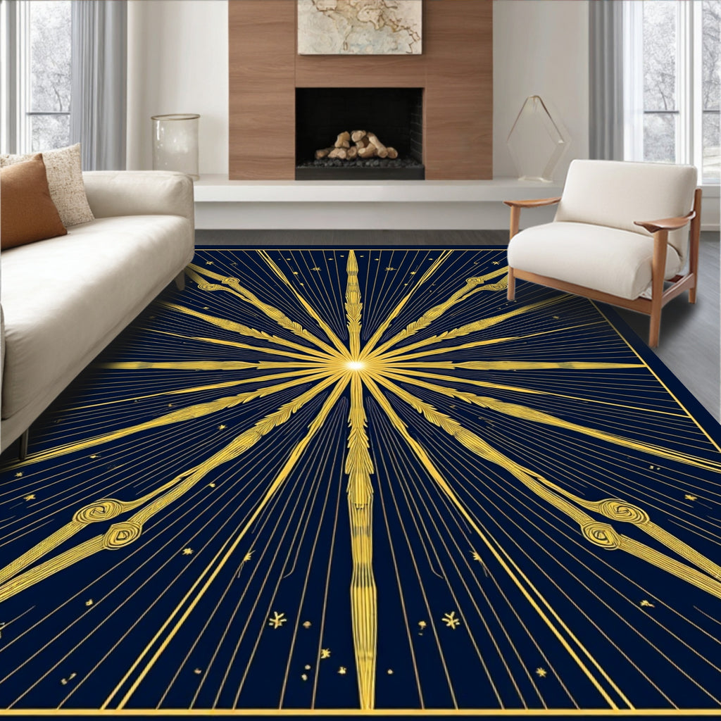Golden Sunburst Starry Night Rug