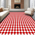 Crimson White Geometric Diamond Arrangement Rug