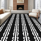Modern Black White Vertical Stripe Element Rug
