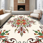 Terracotta Leaf Floral Medallion Rug