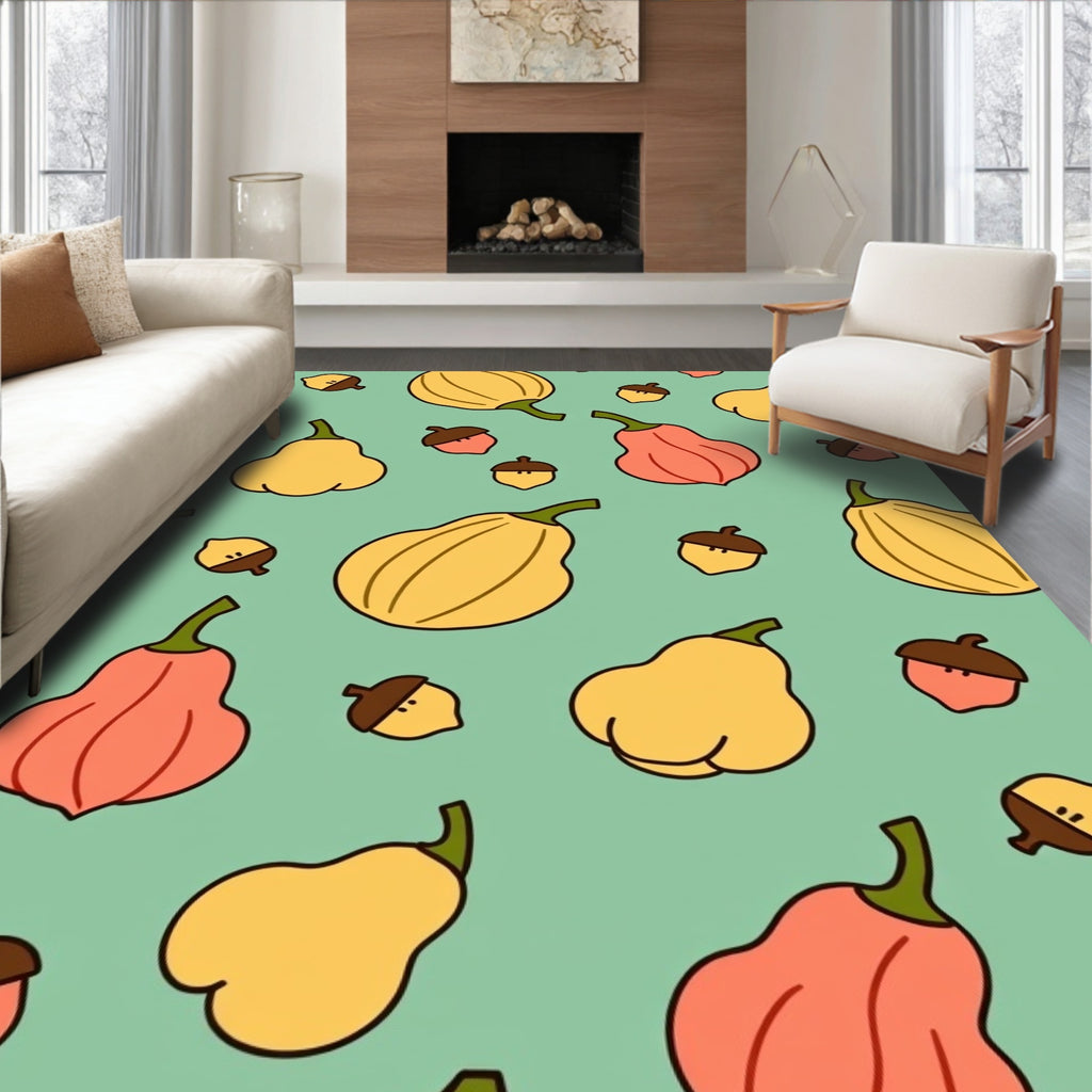 Whimsical Autumn Harvest Pear Squash Rug
