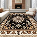 Black Ivory Blossom Medallion Rug