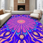 Vibrant Pink Blue Floral Sunburst Rug