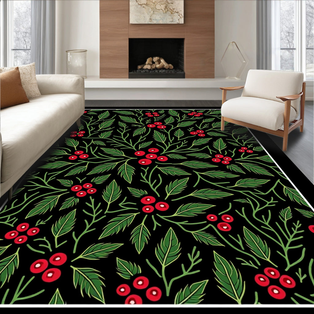 Black Berry Botanical Branches Rug