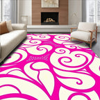 Vivid Pink Swirls Ivory Swatches Rug