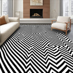 Bold Black White Abstract Zigzag Rug