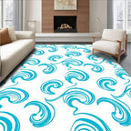Aqua Swirls on White Background Rug