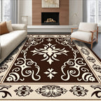 Rich Brown Cream Filigree Medallion Rug