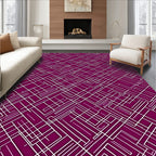 Deep Plum White Geometric Circuit Rug
