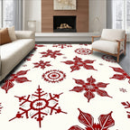 Crimson Snowflake Collection Festive Scatter Rug