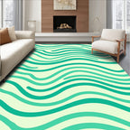 Aqua Waves Abstract Swirl Rug