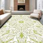 Elegant Olive Green Floral Mandala Rug