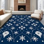 Dark Blue White Starburst Mandala Rug