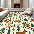 Woodland Critters Forest Christmas Trees Rug