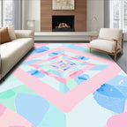 Soft Pastel Geometric Diamond Landscape Rug