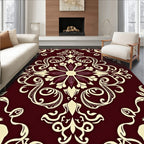 Crimson Floral Baroque Scroll Rug