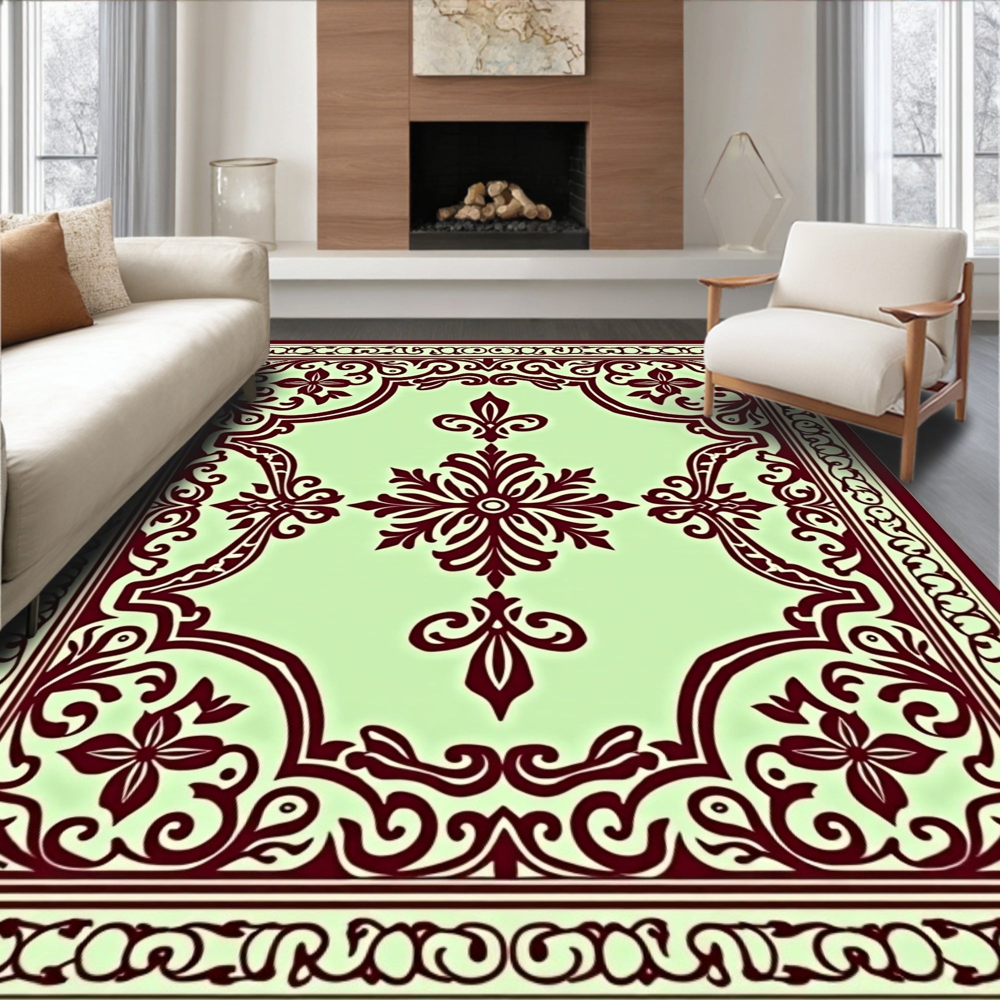 Victorian Plum Floral Medallion Rug