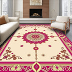 Berry Pink Golden Rose Medallion Rug