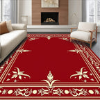 Ornate Crimson Border Medallion Rug