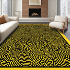 Bold Yellow Black Organic Maze Rug