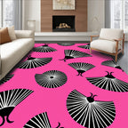 Pink Contemporary Fan Medallion Rug