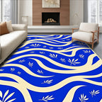 Bold Blue Botanical Flow Rug