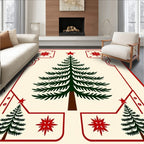 Festive Red Pine Tree Quilt Rug