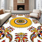 Yellow Red Blue Sunburst Medallion Rug